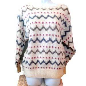 VTG MOHAIR CREAM BOAT NECK SWEATER M